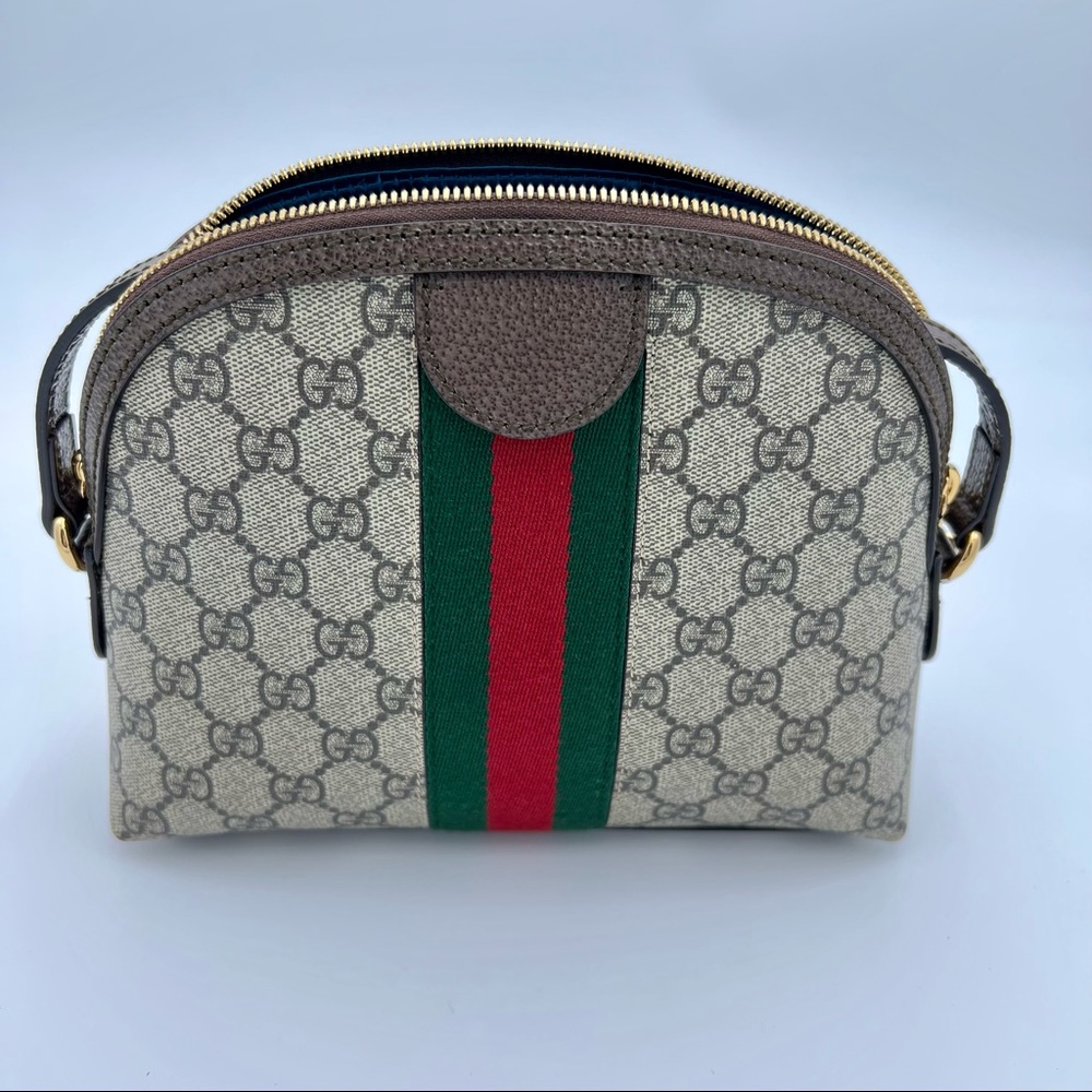Gucci Beige GG Supreme Canvas Crossbody with Green and Red Web - Picture 4 of 15